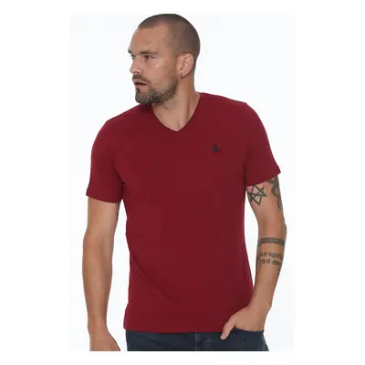 T8568 DEWBERRY V-NECK MEN'S T-SHIRT-BURGUNDY