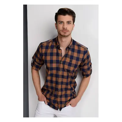 G665 DEWBERRY MEN'S SHIRT-NAVY-BROWN