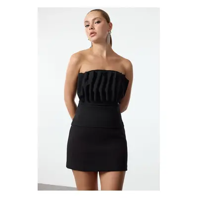 Trendyol Black Chest Detailed Knitted Crepe Bustier