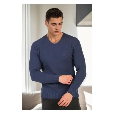 41878 Dewberry V Neck Mens Sweater-INDIGO