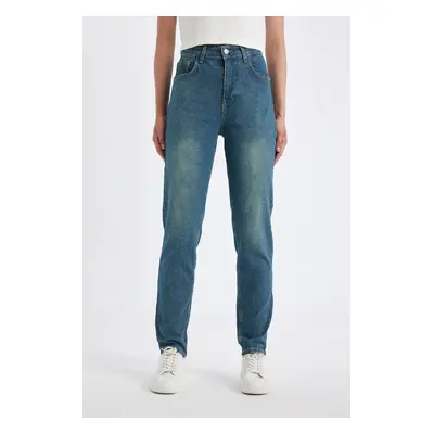 DEFACTO Comfort Mom High Waist Long Jean Washed Trousers