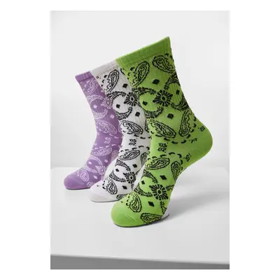 Bandana Pattern Socks 3-Pack bílá+lila+lila