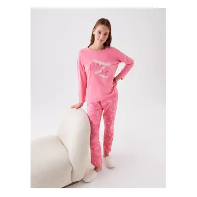 LC Waikiki Crew Neck Printed Long Sleeve Women's Pajama Set