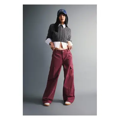 DEFACTO Cool Wide Leg Wide Leg Cargo Pocket Gabardine Trousers