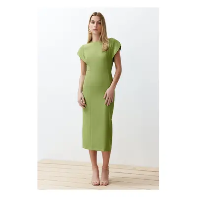 Trendyol Green Bodycon Low Sleeve Crew Neck Midi Pencil Skirt Woven Dress