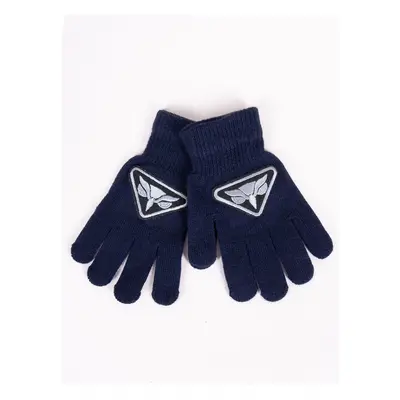 Yoclub Kids's Boys' Five-Finger Gloves RED-0233C-AA5B-003 Navy Blue