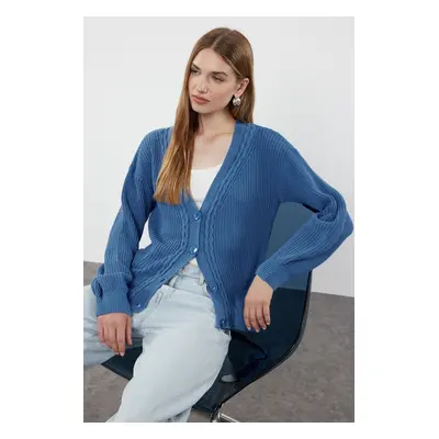 Trendyol Indigo Basic Hair Knitted Knitwear Cardigan