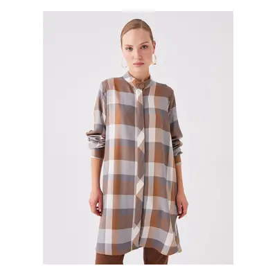 LC Waikiki Women's Judge Collar Plaid Long Sleeve Tunic