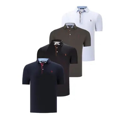 QUAD SET T8582 DEWBERRY MENS T-SHIRT-BLACK-WHITE-NAVY BLUE-KHAKI