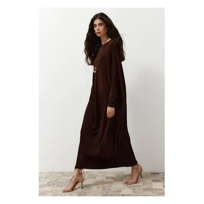 Trendyol Brown Oversize Chic Knitted Kaftan Dress