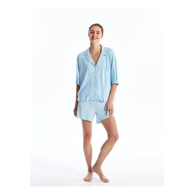 LC Waikiki Shirt Collar Patterned Short Sleeve Women's Pajama Set with Shorts