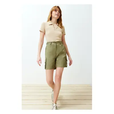 Trendyol Khaki Cargo Pocket Woven Shorts