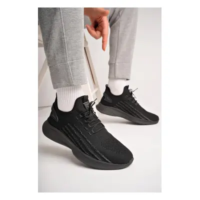 Trendyol Black Knit Men's Lace-Up Walking Sneakers