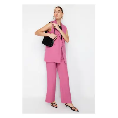 Trendyol Lilac Regular Pattern Woven Vest and Wide Leg Trouser Set