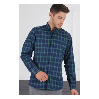 G717 DERBERRY MEN'S SHIRT-NAVY-GREEN