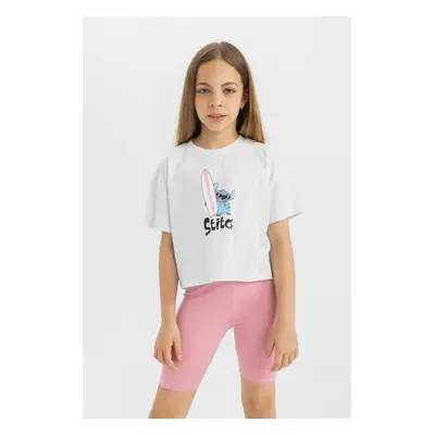 DEFACTO Girls Disney Lilo & Stitch Crew Neck Short Sleeve T-Shirt