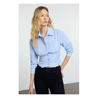 Trendyol Blue Waist Fitted Pattern Shirt