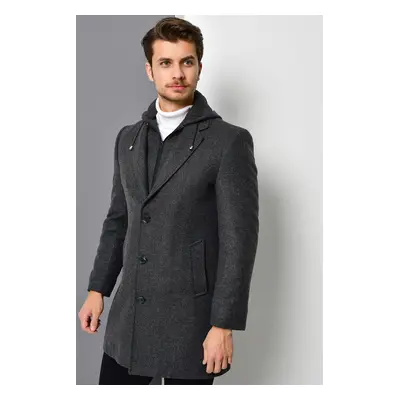 PLT8376 DEWBERRY MEN'S COAT-PATTERNED ANTHRACITE