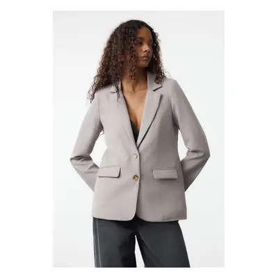 Trendyol Grey Regular Lined Buttoned Woven Blazer Jacket