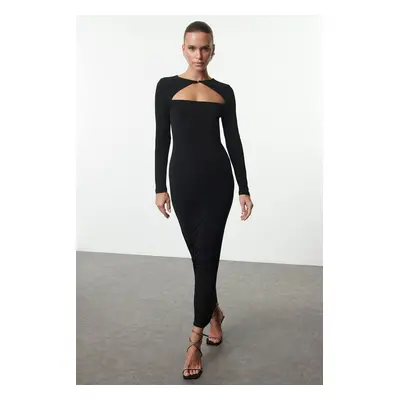 Trendyol Black Cut Out/Window Detailed Knitted Chic Evening Dress