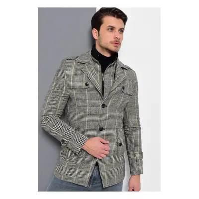 K7542 DEWBERRY MEN'S COAT-PLAID GREY