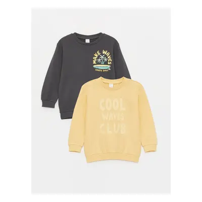 LC Waikiki Lcw Crew Neck Long Sleeve Printed Baby Boy Sweatshirt 2-Pack