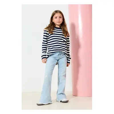 Trendyol Navy Blue*001 Girl Striped Mini Me Sweater