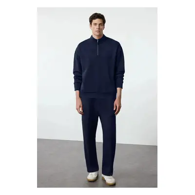 Trendyol Navy Blue Oversize/Wide Cut Stand Collar Zippered Tracksuit