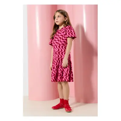 Trendyol Plum Girl Mini Me Printed Knitted Dress