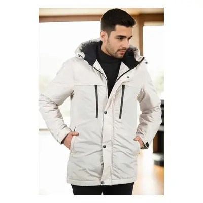 95968 Dewberry Hooded Coat Parka with Fleece Inside-STONE