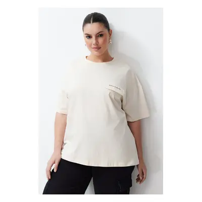 Trendyol Curve Oversize Knitted T-shirt with Stone Pocket Cover Detail