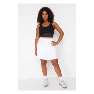 Trendyol Curve White Layer Knitted Sports Shorts Skirt