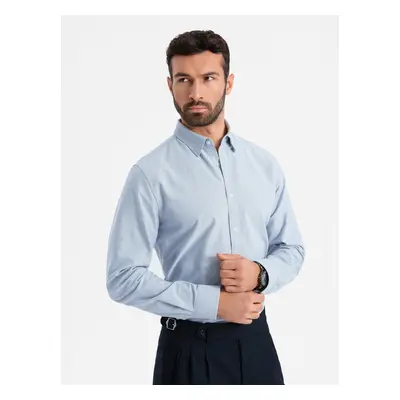 Ombre Elegant men's oxford shirt with embroidery - blue