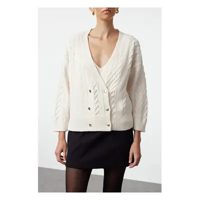 Trendyol Ecru Double Breasted Detailed Double Blouse-Cardigan Set Knitwear