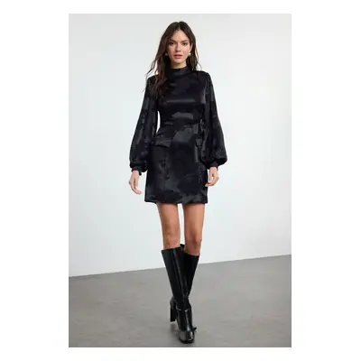 Trendyol Black Animal A-Line Mini Woven Dress