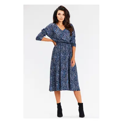 Awama Woman's Dress A666 Navy Blue