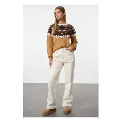 Trendyol Ecru Wool Crew Neck Knitwear Sweater