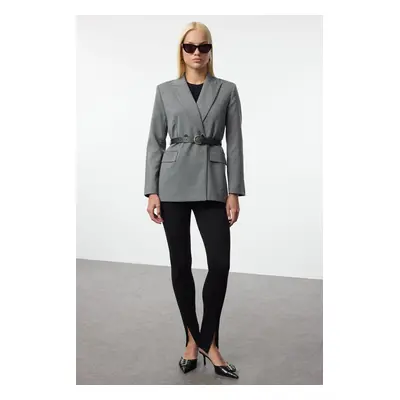 Trendyol Gray Belted Woven Blazer Jacket