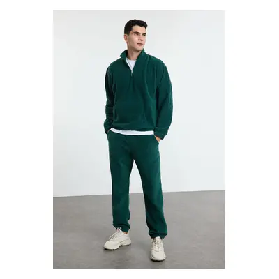 Trendyol Green Oversize/Wide Cut Basic Anti-Pilling Fleece Tracksuit Set