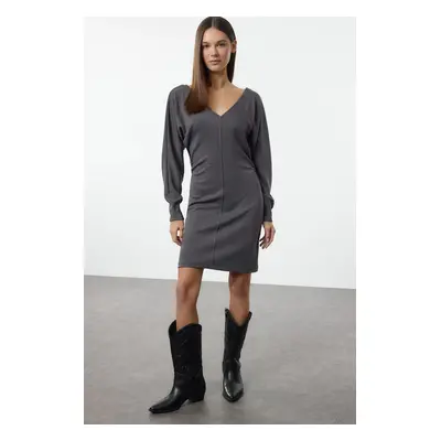 Trendyol Anthracite Bodycone/Fits Mini Knit Dress