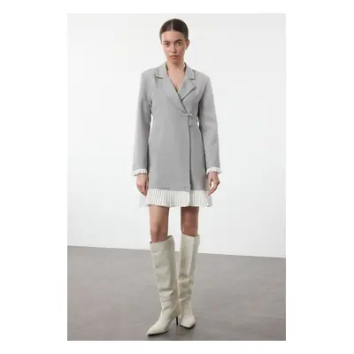 Trendyol Gray Pleated Mini Woven Jacket Dress