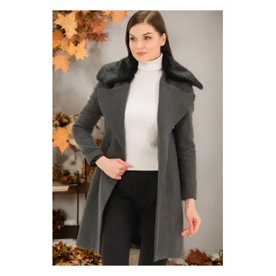 Z6643 DEWBERRY WOMEN'S COAT-FLAT OPEN ANTHRACITE