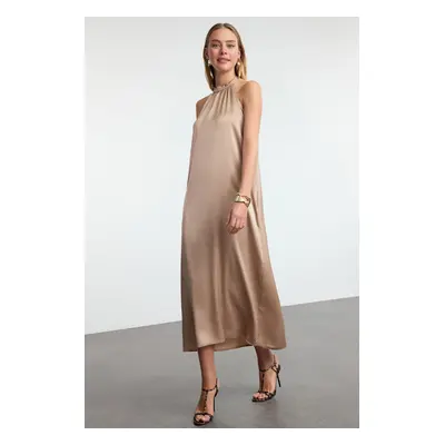 Trendyol Stone A-Line Satin Woven Midi Dress