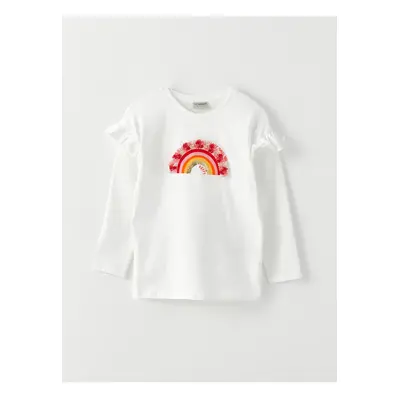 LC Waikiki Crew Neck Printed Long Sleeve Girls' T-Shirt