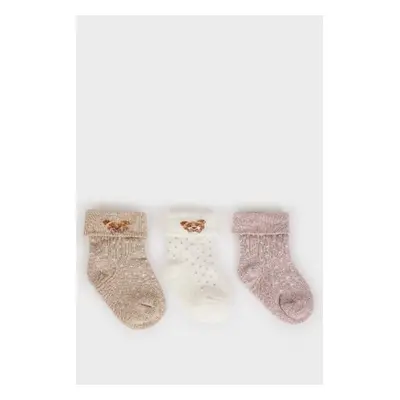 DEFACTO Baby Girl Anti-Slip Sole 3-Piece Cotton Long Socks