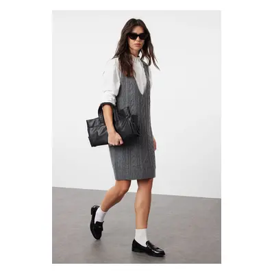 Trendyol Anthracite Braided Knitwear Gilet Dress