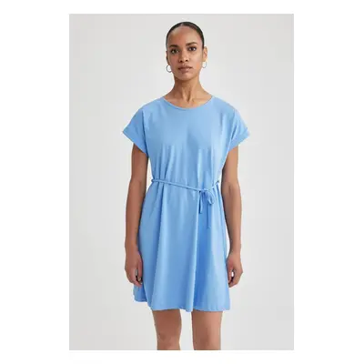 DEFACTO A-Line Crew Neck Short Sleeve 100% Cotton Dress