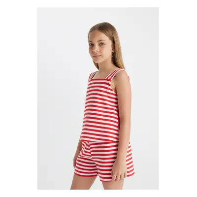 DEFACTO Girl's Striped Undershirt with Bow on the Back