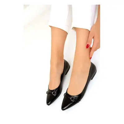 Soho Black Patent Leather-Platinum Women's Ballerinas