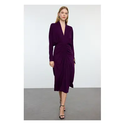 Trendyol Purple Skirt Gather Detailed Woven Dress